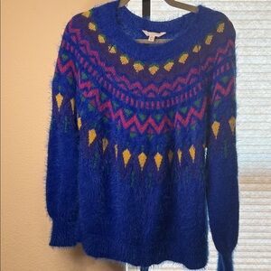Colorful Patterned Women's Sweater Size Large